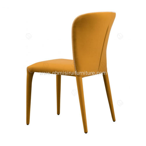 Italian minimalist yellow velvet saddle leather chairs